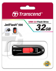 Transcend USB 32 GB, JetFlash 590K, USB2.0 Retractable, Black/Red ( TS32GJF590K ) - Img 2