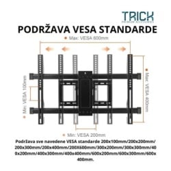 Trick Nosač Za TV Zglobni 37"-75", Max VESA 600x400, Nosivost 50kg ( TR764 )-4