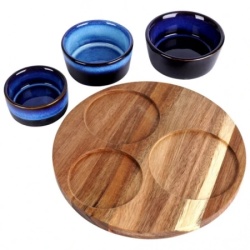 Vilde 139308N - Keramičke činije sa tacnom - 20 cm, set od 4 komada
