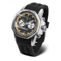 Vostok europe muški atomic age chronograph crni srebrni sportsko elegantni ručni sat sa crnim kožnim kaišem ( vk64/640a698 ) - Img 3