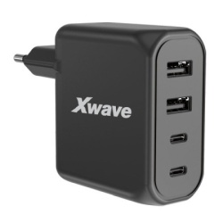 Xwave 214420 GaN100-2A2C GaN ultra-brzi punjac 100w, 2USB-A + 2USB-C, za mobilne tablete Crni