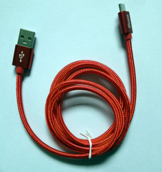 Xwave USB kabl /USB 2.0 (tip A -muški) -Micro USB (tip A -muški)/dužina 1,2m/2A/Aluminium/crveni upleteni ( USB Micro 1.2m 2A Al /red mesh - Img 1