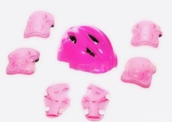 Zaštitni set za ruke i glavu (kaciga + štitnici) roze ( 1022 )