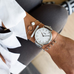Ženski cluse la boheme beli srebrni ručni sat sa srebrnim kožnim kaišem ( cl18233 ) - Img 5