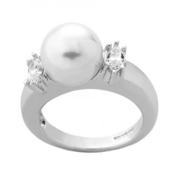 Ženski majorica lilit beli biserni srebrni prsten 10 mm 55 mm ( 09098.01.2.915 700.1 ) - Img 1