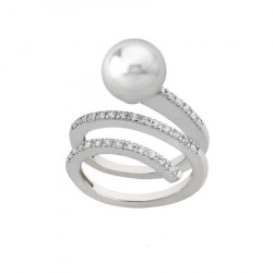 Ženski majorica solfeo beli biserni srebrni prsten 10 mm 55 mm ( 15574.01.2.915 010.1 ) - Img 6