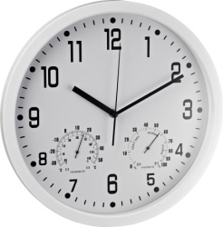 Alco zidni sat analogni sa termometrom i hidrometrom bela ( 14ZS188A )
