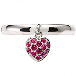 Amore baci srce srebrni prsten sa rozim swarovski kristalom 54 mm ( rg003.14 ) - Img 2