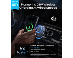 Anker Prime 25W MagGo bežični auto punjač, crni