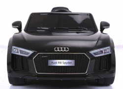 Audi R8 Spyder Licencirani auto za decu na akumulator sa kožnim sedištem i mekim gumama - Crni - Img 5