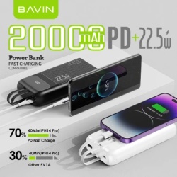 Bavin Power bank 20000mAh 22,5W  Type C & Ligtning  kabl crna ( 90313 )-3