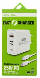 Bavitel punjač 25W Usb A+ Type C + Lightning port + kabl Type C/Lightning bela ( 92017 )