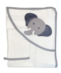 Bebekevi Peškir s kapuljačom i rukavicom - slon beli ( BEVI1250B )