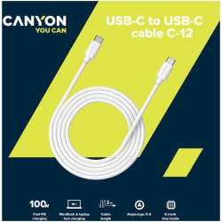 Canyon kabl 100W, 20V 5A, typeC to Type C, 2M with emark, power wire :20AWG*4C,Signal wires :28AWG*4C,OD4.5mm, PVC ,white ( CNS-USBC12W )  - Img 2