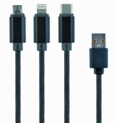 CC-USB2-AM31-1M Gembird USB 3-u-1 kabl za punjenje 8-pin, Type-C, microUSB, crni, 1m - Img 1