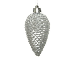 Dekordom novogodišnja dekoracija - hanging pinecone set 6pcs 8cm 028571 - silver - kmg ( 043317 )-2