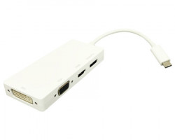 E-green adapter USB 3.1 tip C (M) - Display Port + HDMI + VGA + DVI (F) beli - Img 1