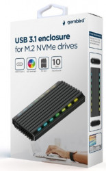 EE2280-U3C-03 Gembird USB 3.1 enclosure for M.2 NVMe drives, NGFF, backlighted, aluminum - Img 2