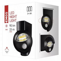 Emos lampa led cob noćno svetlo 3× 1,5 v aa crna p3312 emos ( 1964 ) - Img 2