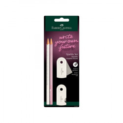 Faber Castell grafitna olovka FC sparkle set polyblister 2 graf. ol + rezač +gumica coconut milk 218481 ( E474 )