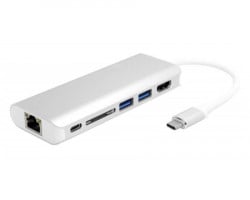 Fast asia adapter-konvertor TIP C na HDMI+ 2xUSB 3.0+ SD+ TIP C+ RJ45