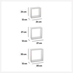 Five zidna polica kocka 3 kom 24x12x24, 27x12x27, 30x12x30cm mdf bela ( 138957b )-4