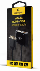 Gembird A-VGA-HDMI-02 VGA to HDMI + VGA adapter cable, 0.15 m, black - Img 2