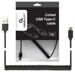 Gembird CC-USB2C-AMCM-6 spiralni USB 2.0 AM na USB-C kabl, 1.8 m, black - Img 1