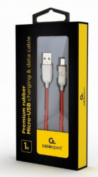 Gembird CC-USB2R-AMmBM-1M-R premium rubber Micro-USB charging and data cable, 1m, red - Img 2