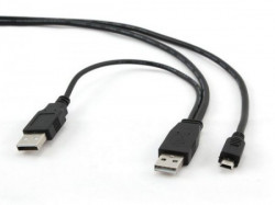 Gembird dual USB 2.0 A-plug to mini 5pina kabl 0.9m CCP-USB22-AM5P-3 - Img 1