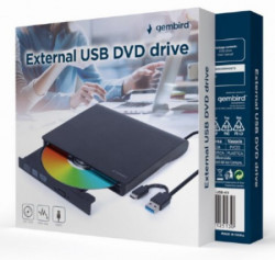 Gembird DVD-USB-03 eksterni USB DVD drive čitac-rezac, USB + USB-C, black - Img 2