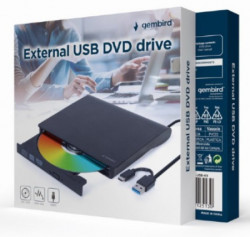 Gembird DVD-USB-03 eksterni USB DVD drive ?itac-rezac, USB + USB-C, black - Img 2