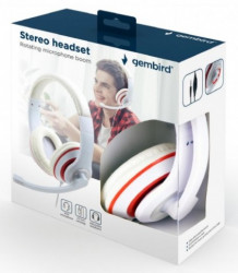 Gembird slušalica sa mikrofonom, 1x3.5mm white/red ( MHS-03-WTRD ) - Img 2