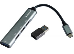 Gembird uhb-u3p4-05 hub type-c+a to 4*usb3.0 aluminum