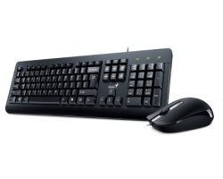 GENIUS KM-160 USB US crna tastatura+ USB crni miš-1