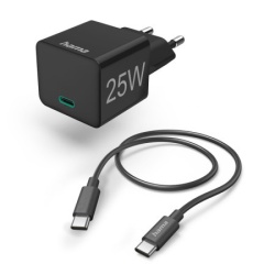 Hama mini brzi punjac sa usb-c kablom, pd, 25w, 1.5m crni ( 201623 )