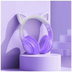 Hoco Bežične stereo slušalice, Bluetooth v5.3, 400mAh - W42 Cat Ears, Purple Grape-2