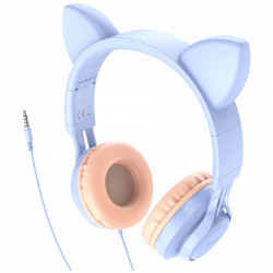 Hoco slušalice sa mikrofonom, 3.5mm utikač, 1.2m kabel - W36 slušalice Mačje uši,Dream Blue - Img 3