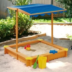 Kinder home dečiji drveni peščanik sa podesivim, vodootpornim poklopcem anti-uv 30 ( C088 )