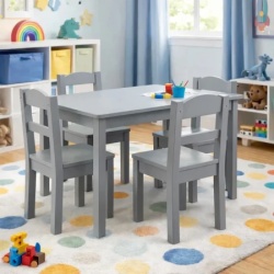 Kinder Home dečiji sto sa 4 stolice – drveni dečiji sto za igru i učenje, sivi set ( TF-6645-G )-6