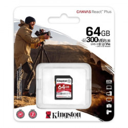 Kingston SD card 64GB canvas react plus, SDXC, Class 10 UHS-II U3 V90 ( SDR2/64GB ) - Img 3