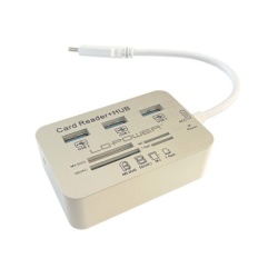 Lc power lc-hub-c-cr external usb type c hub, 3xusb3.0 + multi card reader silver/white usb ( 20673 )