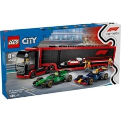 Lego city f1 truck with rb20 and amr24 f1 cars ( LE60445 )