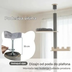 Maca Toranj grebalica i penjalica za mačke do plafona 271cm Siva ( 1935 )