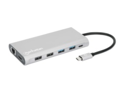 Manhattan 130660 12in1 USB-C - 3xHDMI/4xUSB/LAN/CR/PD 100W Docking station -1