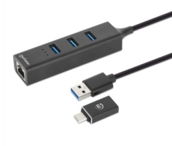 Manhattan 180894 USB-A/C USB HUB 3port 3xUSB 3.2 5Gbps/1xGLAN 5Gbps/sivi