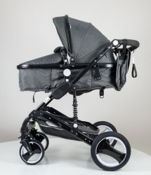 Marsi 2u1 Kolica za bebe sa Auto sedištem i torbom za mamu - Siva tenda/crni ram Model 600-1 - Img 2
