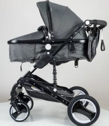 Marsi 2u1 Kolica za bebe sa Auto sedištem i torbom za mamu - Siva tenda/crni ram Model 600-1 - Img 5