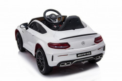Mercedes C63 AMG Licencirani auto za decu na akumulator sa kožnim sedištem i mekim gumama - Beli - Img 7