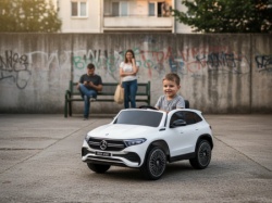 Mercedes EQA 250 - beli - Dečiji automobil na akumulator sa kožnim sedištem i mekim gumama